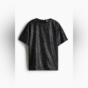 BNWT H&M Black/glittery Sequined short sleeve Top size M